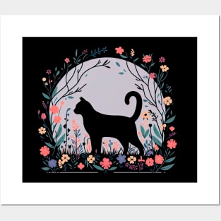 Cat in the Flowers Posters and Art